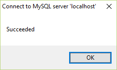 Success! The connection string to the MySQL database works.